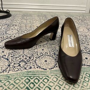 Etienne Aigner Women's Dark Brown Leather Mid Heel Pump